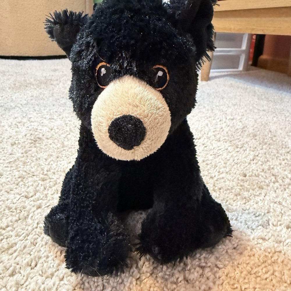 Nature Planet Eco Pals Black Bear Plush 6.5" Stuffed Animal Toy Brown Sewn Eyes